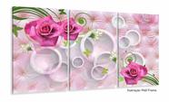 Quadros Decorativos Feminino Rosas Botanico Quarto 120x60 3 peças Quadros Decorativos Feminino Rosas Botanico Quarto 120x60 3 peças