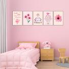 Quadros Decorativos Flor e Passarinho Menina Kit 5 Peças 20x30cm Decoração Quarto Criança