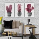 Quadros Decorativos Floral Cacto Rosa tam instalado 120x60cm
