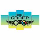 Quadros Decorativos Gamer Geek Controle Azul Amarelo Quarto