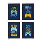 Quadros Decorativos Gamer Português Kit 4un Preto 33x43cm