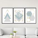 Quadros Decorativos Geométrico Sala Quarto Azul Dourado