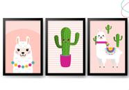 Quadros Decorativos infantil lhama e cacto