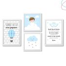 Quadros Decorativos infantil nuvem balão santo anjo moldura