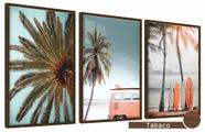 Quadros Decorativos Kit 3 Moldura e Vidro Coqueiro Kombi Rs