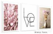 Quadros Decorativos Kit 3 Moldura e Vidro Love Suave Rosa