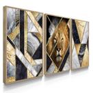 Quadros Decorativos Leão Geométrico Dourado