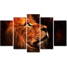 Quadros Decorativos Leao Observador Mosaico 5 Peças Quadros Decorativos Leao Observador Mosaico 5 Peças