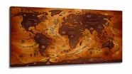 Quadros Decorativos Mapa Mundi Vintage Geografia em Tecido Canvas 130x60