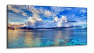 Quadros Decorativos Mar Chuva em Tecido Canvas 130x60 Quadros Decorativos Mar Chuva em Tecido Canvas 130x60