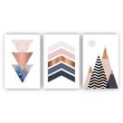 Quadros Decorativos MDF Abstrato Triangulos Marrom E Azul
