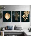 Quadros Decorativos Moderno Gold e Preto Folhagem Dourado Quadros Decorativos Moderno Gold e Preto Folhagem Dourado