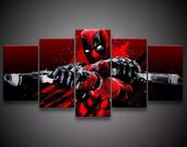 Quadros Decorativos Mosaico Arte Deadpool Armas"