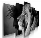 Quadros Decorativos Mosaico Leão de Judá Preto e Branco