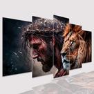 Quadros Decorativos mosaico Leão Judá, Cristo e Fé