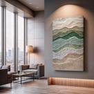 Quadros Decorativos Ondas Verdes 130x90 Moderno Luxo Sala Quarto Escritório