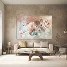 Quadros Decorativos para Quarto Sala 90x60 Floral Rosa Cores Floral Abstrato Grande Escritório Hall