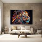 Quadros Decorativos para Quarto Sala 90x60 Leão Luxo Lindo Arte Colorida Grande Escritório Hall