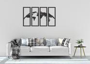 Quadros Decorativos Para Quarto Sala Cozinha Vazados Mapa Mundi MDF 4 Quadros Compondo O Mapa