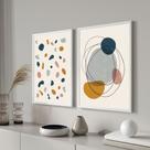 Quadros Decorativos para Sala Cozinha Quarto com Moldura Conjunto kit 2 Abstrato quarela em linhas azul