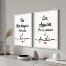 Quadros Decorativos para Sala Cozinha Quarto com Moldura Conjunto kit 2 branco Frases Home