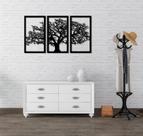 Quadros Decorativos Para Sala Quarto Árvore Da Vida 3 Peças Preto - 85x55cm Quadros Decorativos Para Sala Quarto Árvore Da Vida 3 Peças Preto - 85x55cm