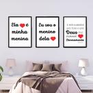 Quadros Decorativos Quarto Casal Frase Vermelho Romântico kit 03 und