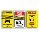 Quadros Decorativos quarto Gamer Zone Não Perturbe 60x40 Quadros Decorativos quarto Gamer Zone Não Perturbe 60x40