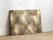 Quadros Decorativos Sala Floral Dourado 40x60 Linha Premium Tela Impressa nas laterais Sala