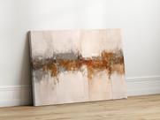 Quadros Decorativos Sala Paisagem Minimalista Bege 120x75 Linha Premium Tela Impressa nas laterais