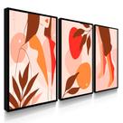 Quadros Decorativos Sala Quarto Trio Mulheres Abstratos Tons de Laranja Quadros Decorativos Sala Quarto Trio Mulheres Abstratos Tons de Laranja