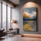 Quadros Decorativos Textura Dourada 130x90 Moderno Luxo Sala Quarto Escritório
