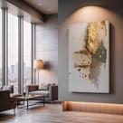 Quadros Decorativos Traços Dourados 90x60 Moderno Luxo Sala Quarto Escritório