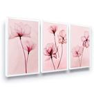 Quadros Decorativos Trio Kit 3 flores Rosê Sala Quarto