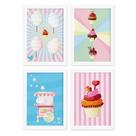 Quadros Doces Cup Cake com Moldura Branca Kit 4un 22x32cm Quadros Doces Cup Cake com Moldura Branca Kit 4un 22x32cm