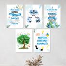 Quadros Escola Sala Direção Diretoria Decorativo Kit 5 Peças