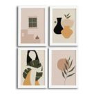 Quadros Folhagem e Cerâmica Moldura Branca 33x43cm Kit 4un