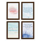 Quadros Frases Bíblicas Moldura Marrom 33x43cm Kit4un