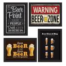 Quadros Frases Cerveja Moldura Preta 22x32cm 4un
