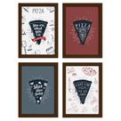 Quadros Frases Pizza Moldura Marrom 22x32cm 4un