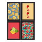 Quadros Frutas Cítricas Moldura Preta 33x43cm 4un Quadros Frutas Cítricas Moldura Preta 33x43cm 4un