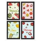 Quadros Frutas Refrescantes Moldura Preta 22x32cm 4un