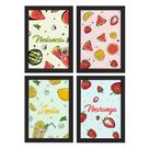 Quadros Frutas Refrescantes Moldura Preta 22x32cm 4un