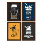 Quadros Geek com Frase Jedi 22x32cm Moldura Marrom Kit 4un