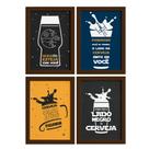 Quadros Geek com Frase Jedi 22x32cm Moldura Marrom Kit 4un