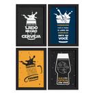 Quadros Geek com Frase Jedi 22x32cm Moldura Preta Kit 4un
