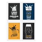 Quadros Geek com Frase Jedi 33x43cm Moldura Branca Kit 4un