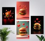 Quadros Hamburgueria Lanchonete Lanche Kit 4 Peças 20x28cm Quadros Hamburgueria Lanchonete Lanche Kit 4 Peças 20x28cm