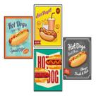 Quadros Hot-dog Lanchonete Cachorro Quente Lanche 4 Peças Quadros Hot-dog Lanchonete Cachorro Quente Lanche 4 Peças