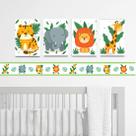 Quadros infantil e Faixa Decorativa Safári Baby kit com 4 peças 20x30cm Para Quarto De Bebê Infantil